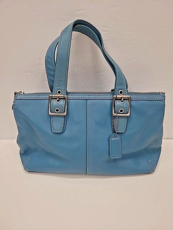 Coach Handbags - VIntage Coach 9545 Legacy Zip Soho Sachel Leather Teal Purse